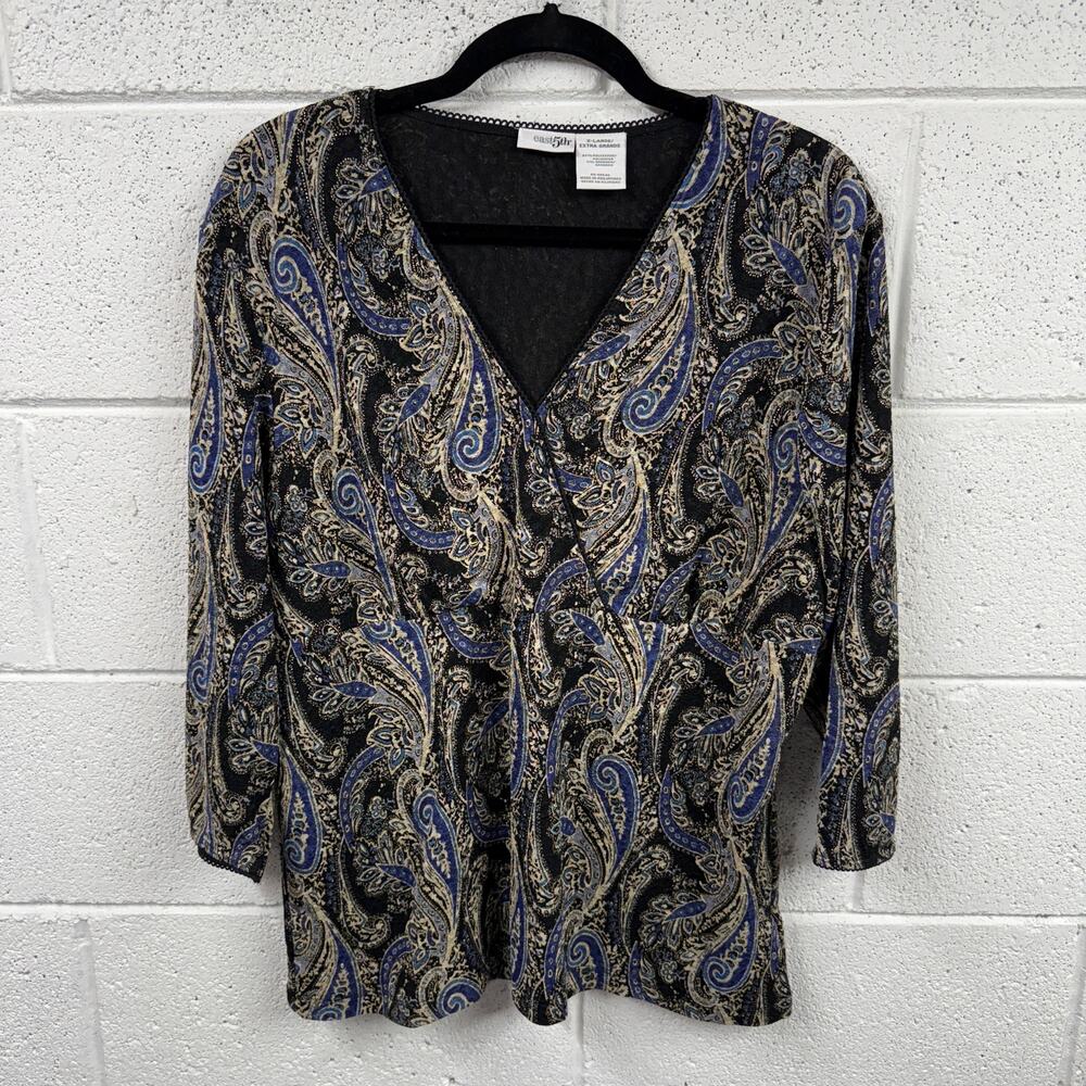 Vtg East 5th Top Size XL Paisley Babydoll Y2K Boho Career Fairy Whimsigoth Indie